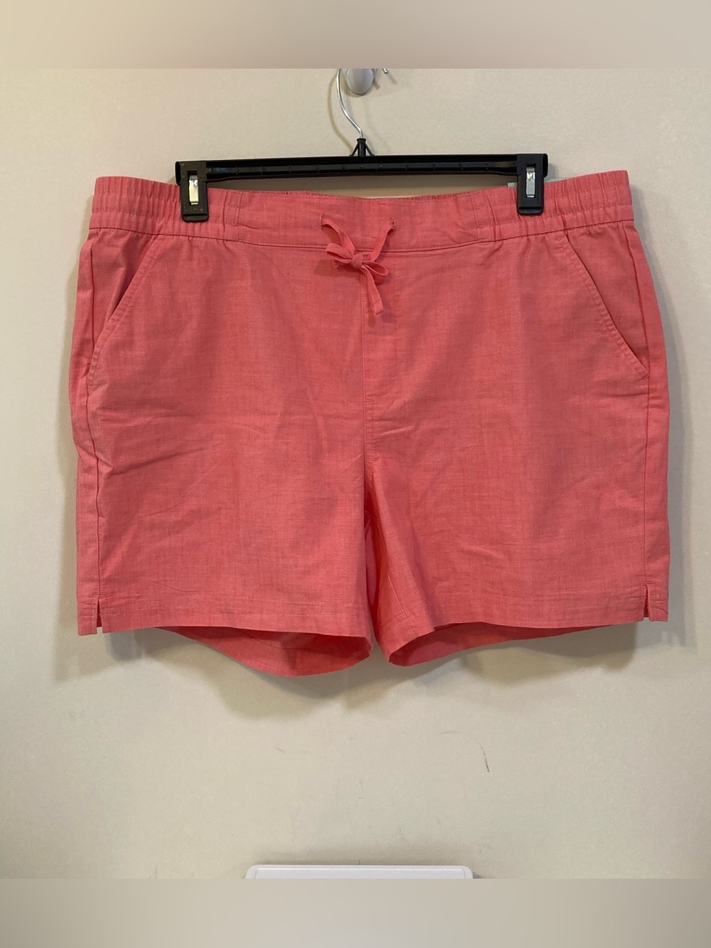 Magellan Outdoors Womens Shorts Sz 1X Chambray Cotton Blend Coral 6" Inseam